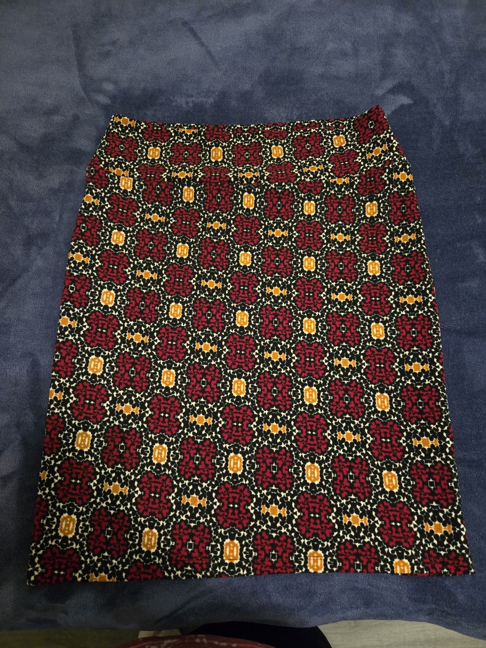 LuLaRoe Red and Yellow Geometric Pencil Skirt